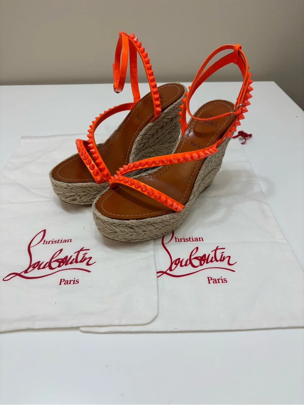 🧡 Christian Louboutin Pyraclou 110mm Espadrille Wedge Sandals